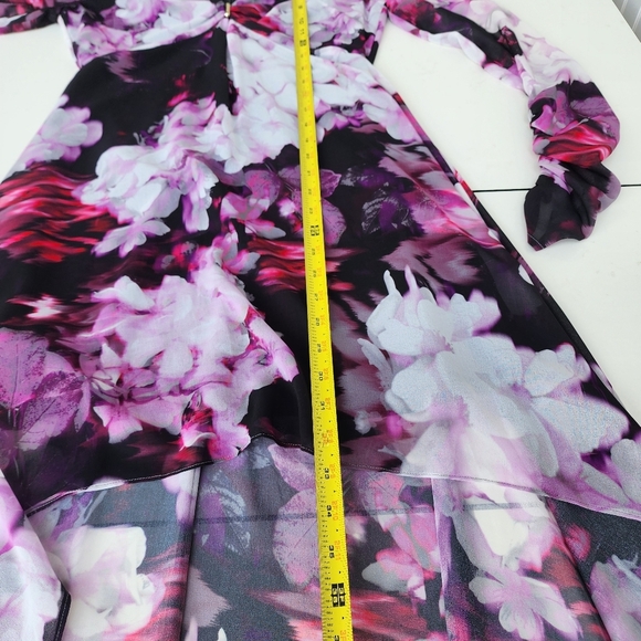 Guess by Marciano Womens Purple Black Hi Low Multi Fushion Sheer Long Sl Dress 4 - Picture 16 of 16